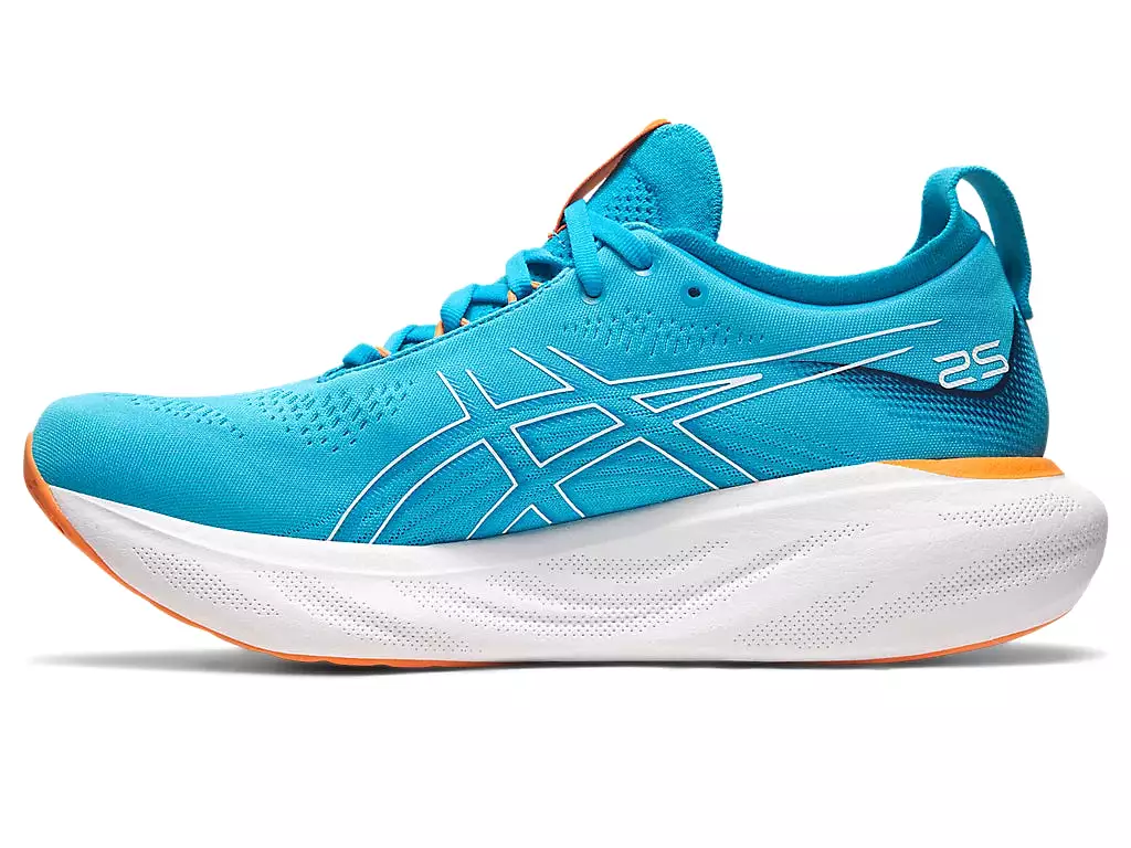 Asics Gel Nimbus 25 Men's Running Shoes - Island Blue/Sun Peach