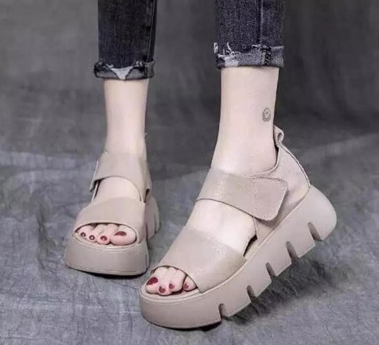 Block Heel Peep Toe Wedge Sandals