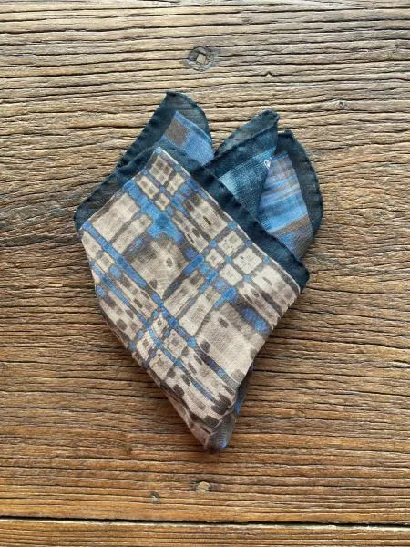 BLUE AND TAN REFLECTIONS POCKET SQUARE