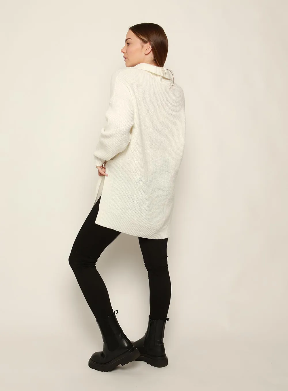 Bounty Wool Zip Knit-White