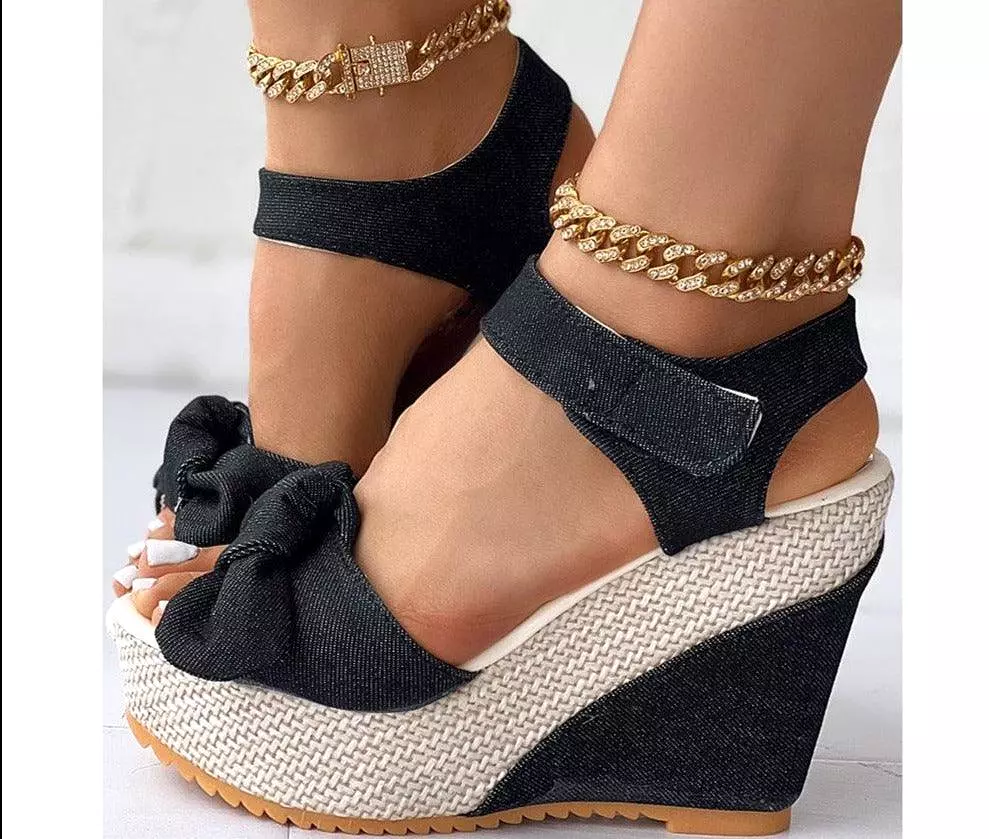 Bowtie Wedge Sandal Shoes