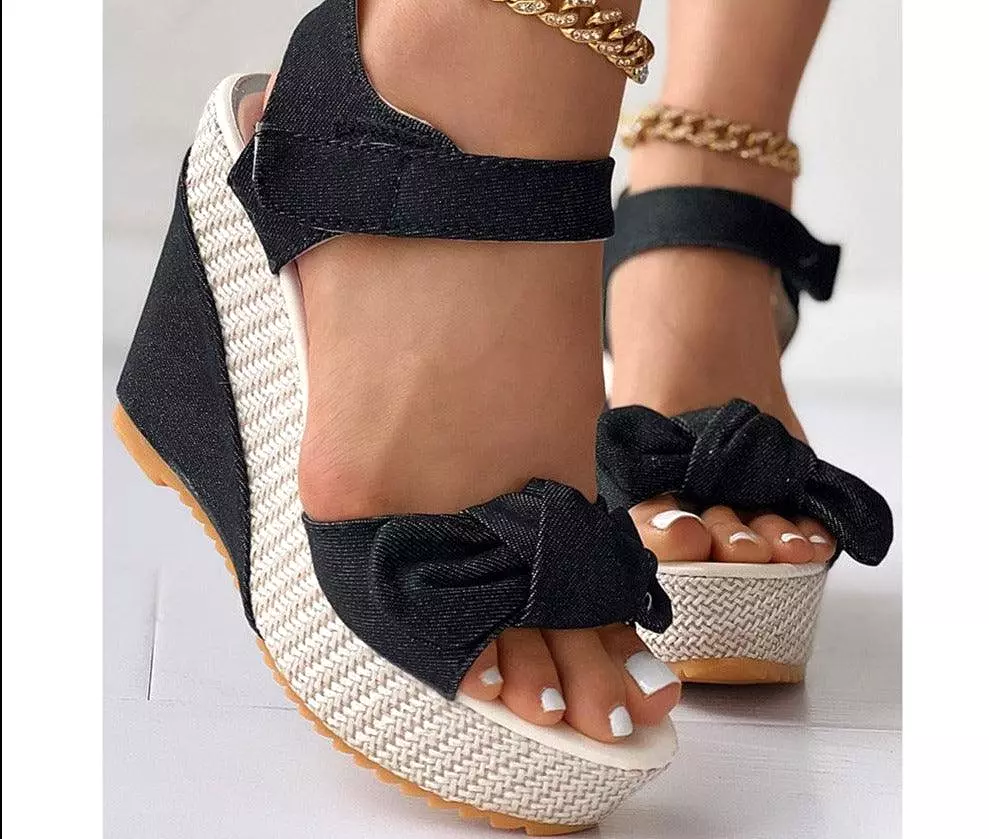 Bowtie Wedge Sandal Shoes