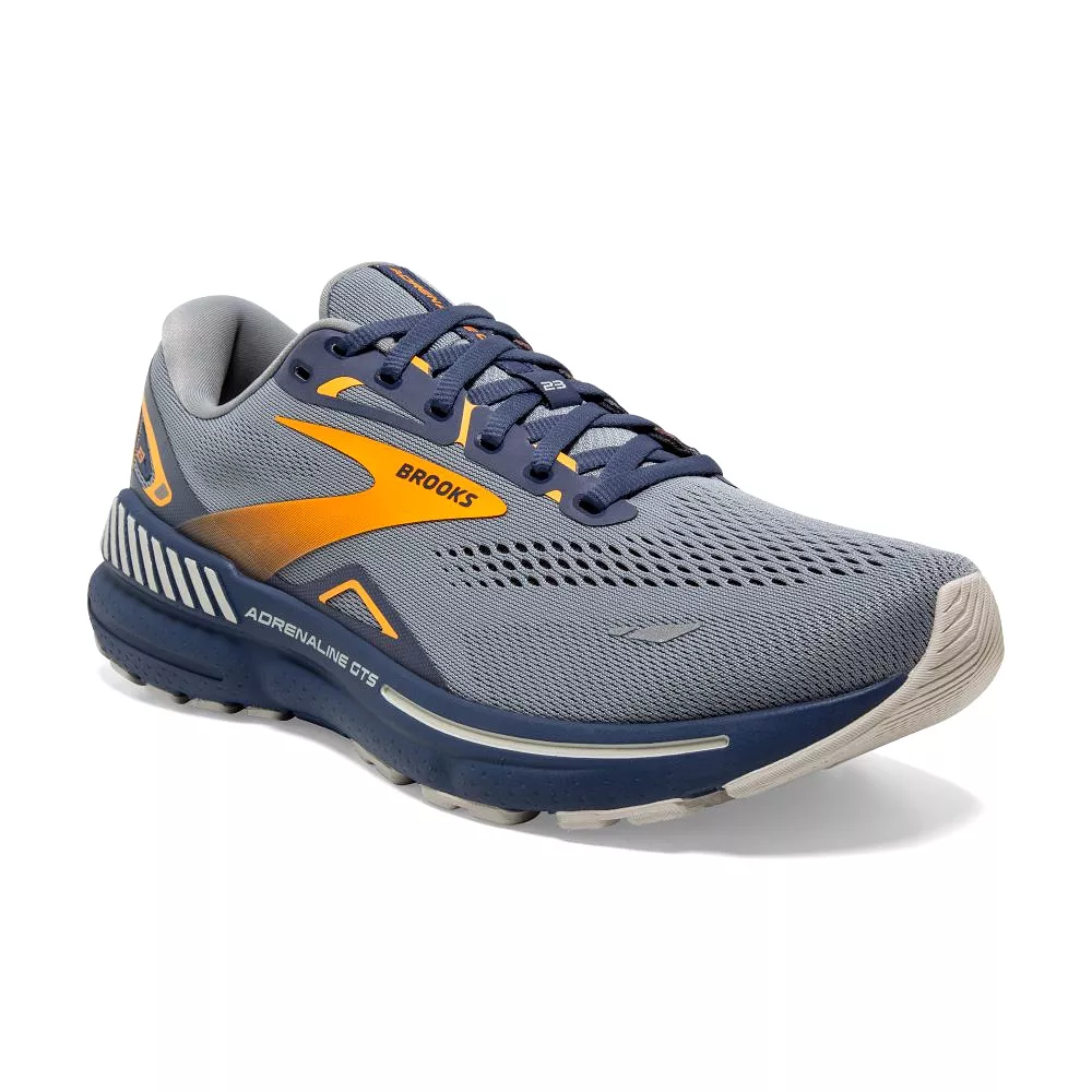 'Brooks' Men's Adrenaline GTS 23 - Grey / Crown Blue / Orange