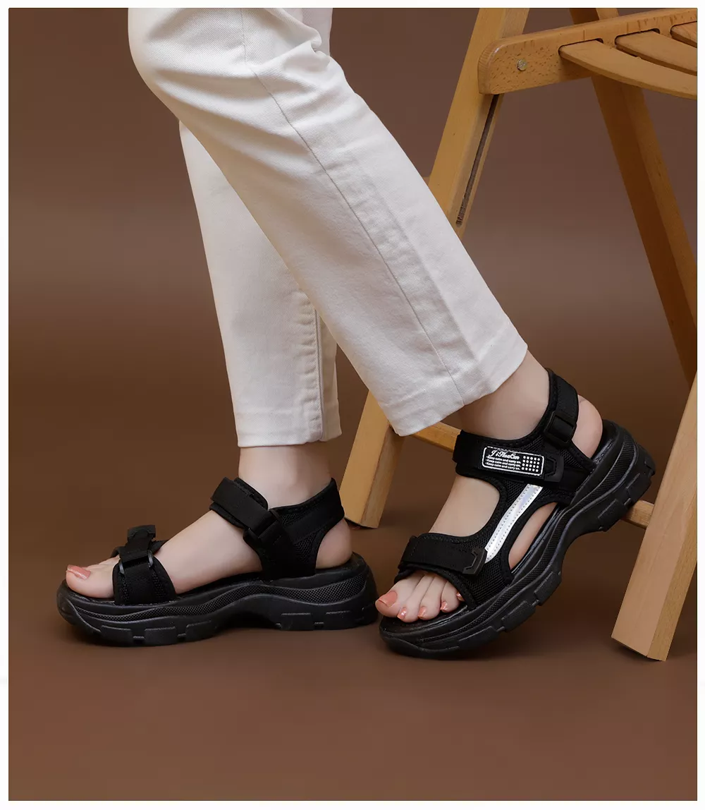 BW8411-BLACK-Women Platform Sandals