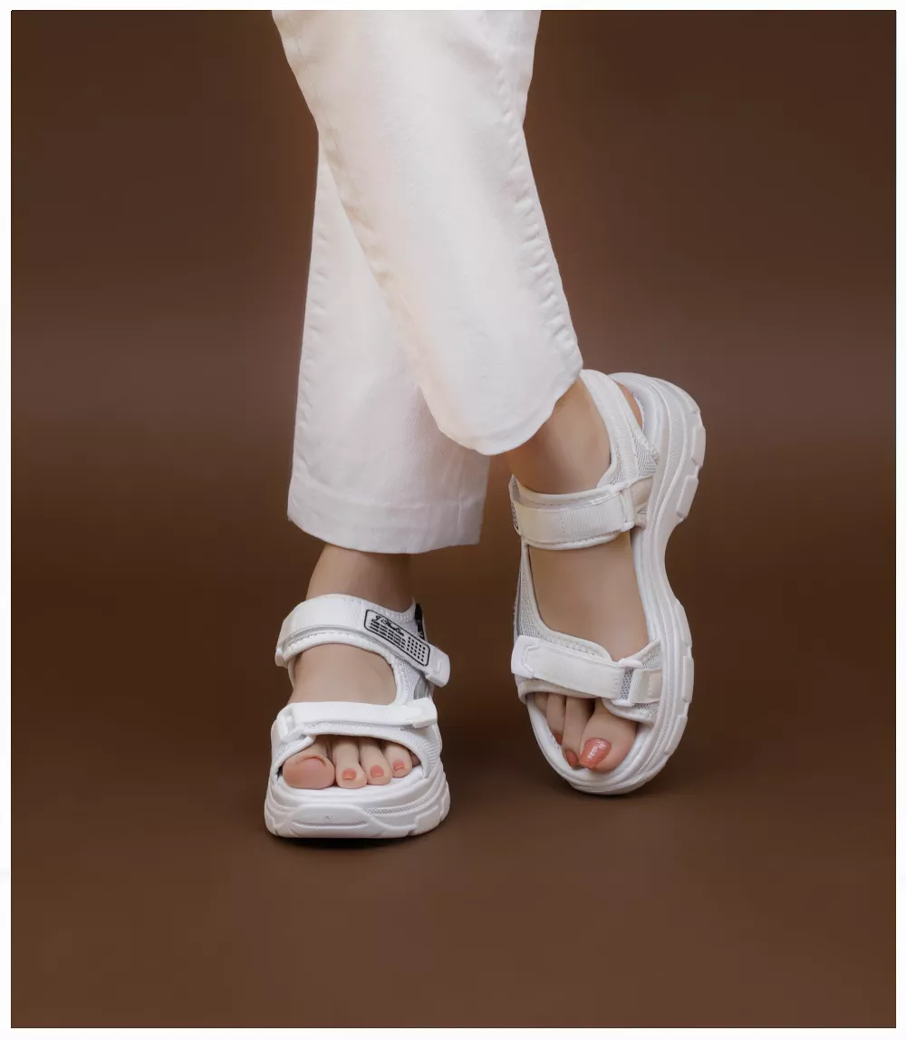 BW8411-WHITE-Women Platform Sandals