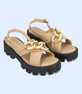 BW9225-BEIGE-Women Platform Sandals