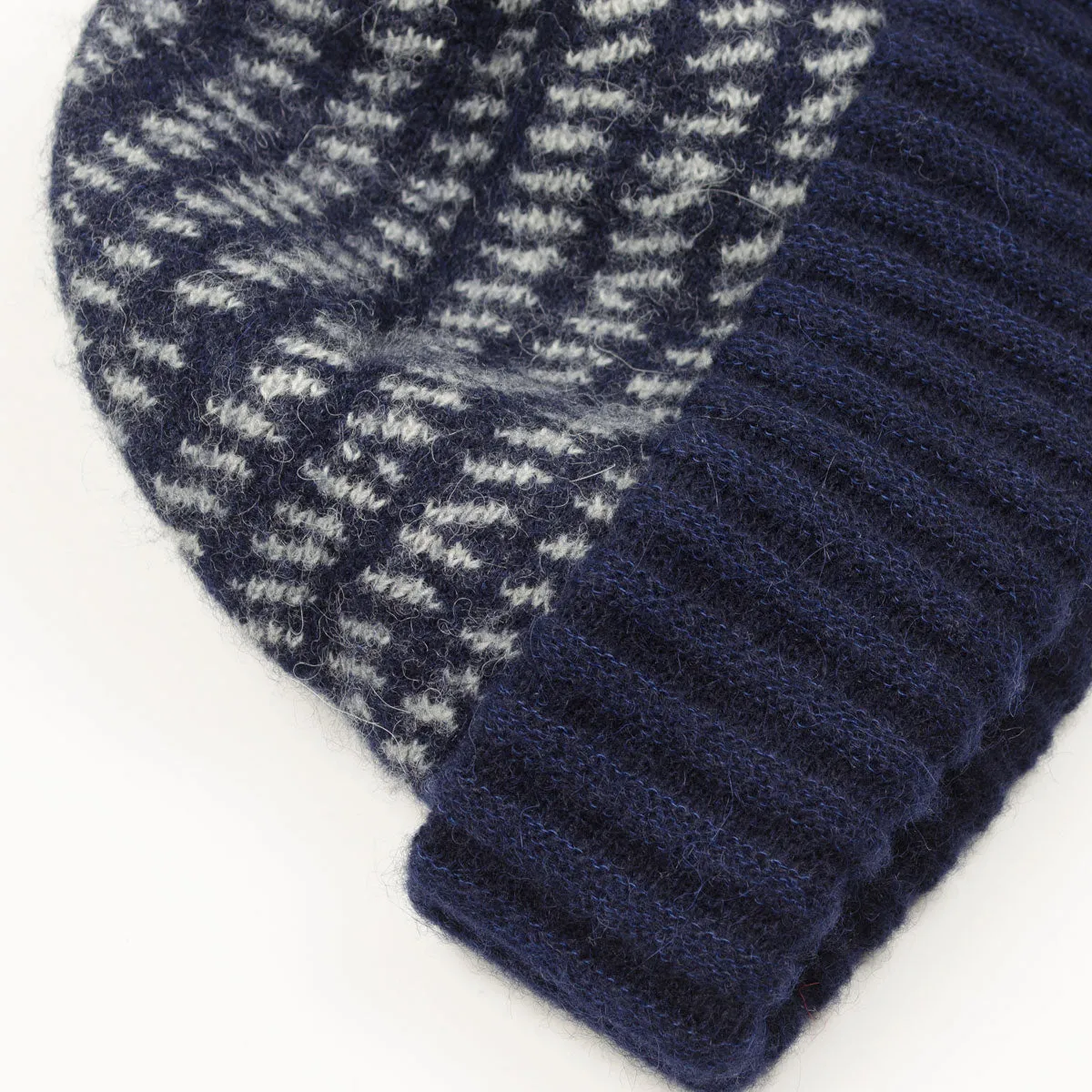 cableami - Baby Alpaca Beanie - Navy / Ivory