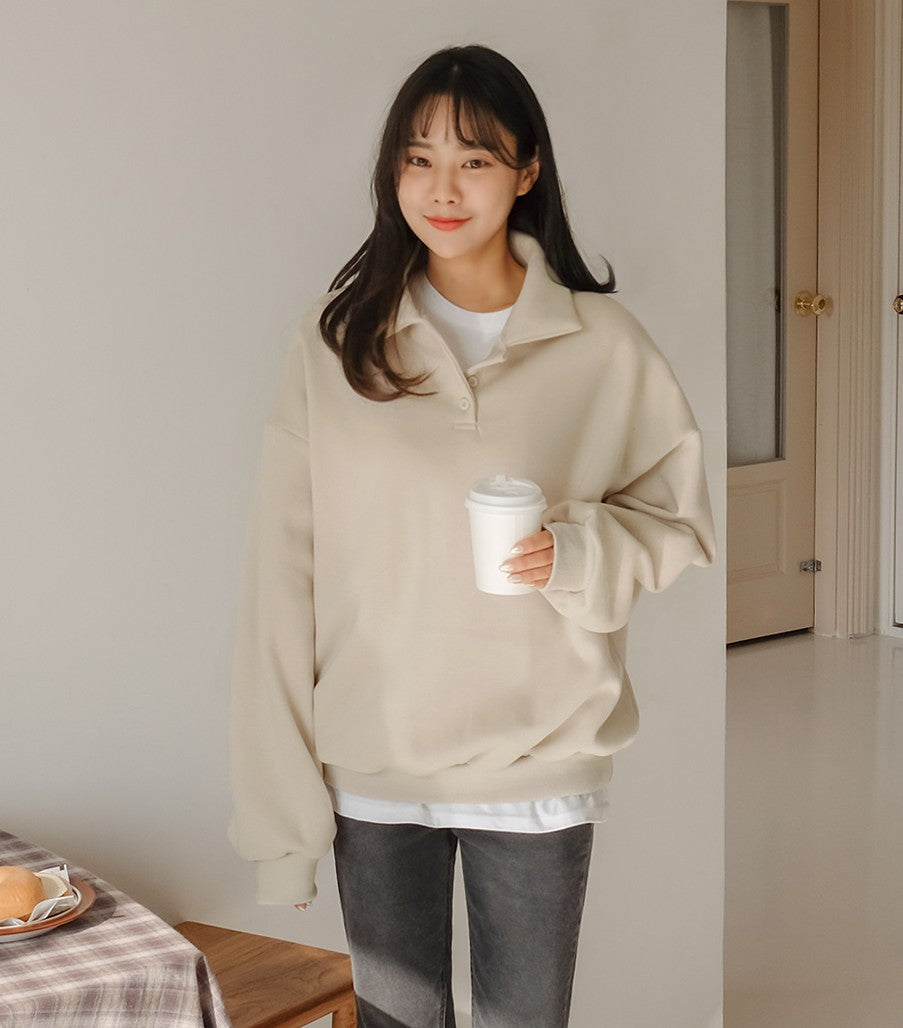 Casual Cozy Brushed Sweatshirts Long Sleeved Tops for Womens Warm Korean Kpop Style