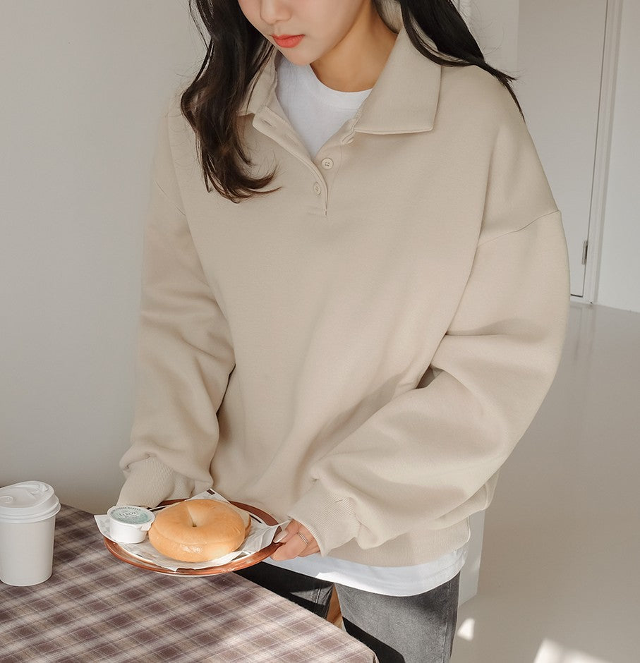 Casual Cozy Brushed Sweatshirts Long Sleeved Tops for Womens Warm Korean Kpop Style