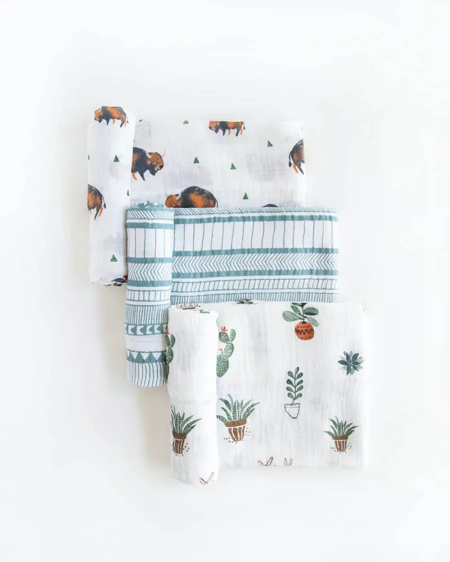 Cotton Swaddle Set, Bison