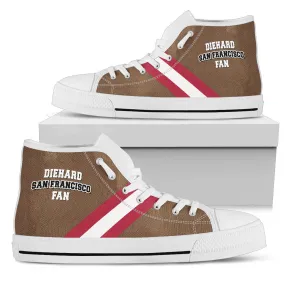 Diehard San Francisco Fan Sports High Top Shoes Brown White