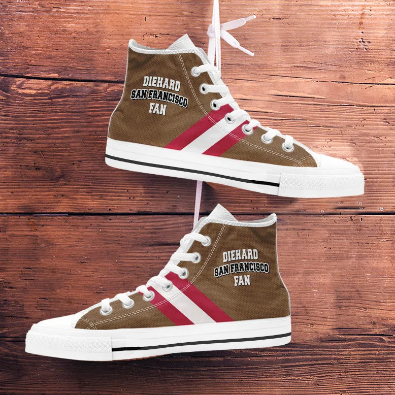 Diehard San Francisco Fan Sports High Top Shoes Brown White