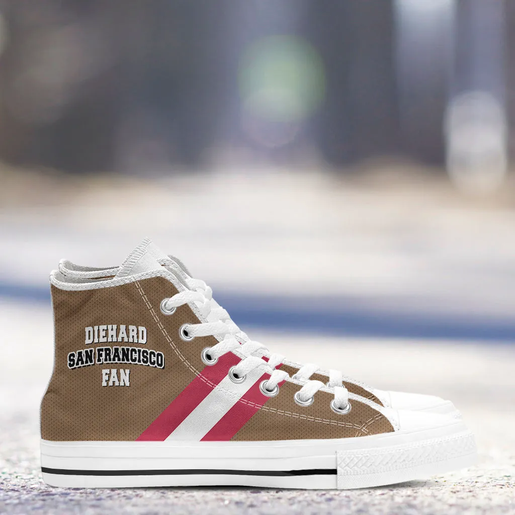 Diehard San Francisco Fan Sports High Top Shoes Brown White