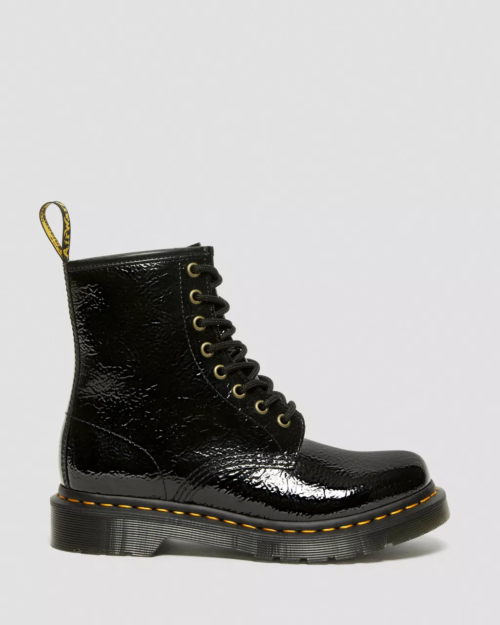 Doc Martens Women's 1460 DISTRESSED PATENT LEATHER BOOTS (BLACK DISTRESSED PATENT)