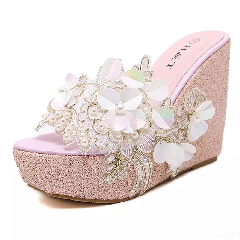 Floral Wedge Sandal Shoes