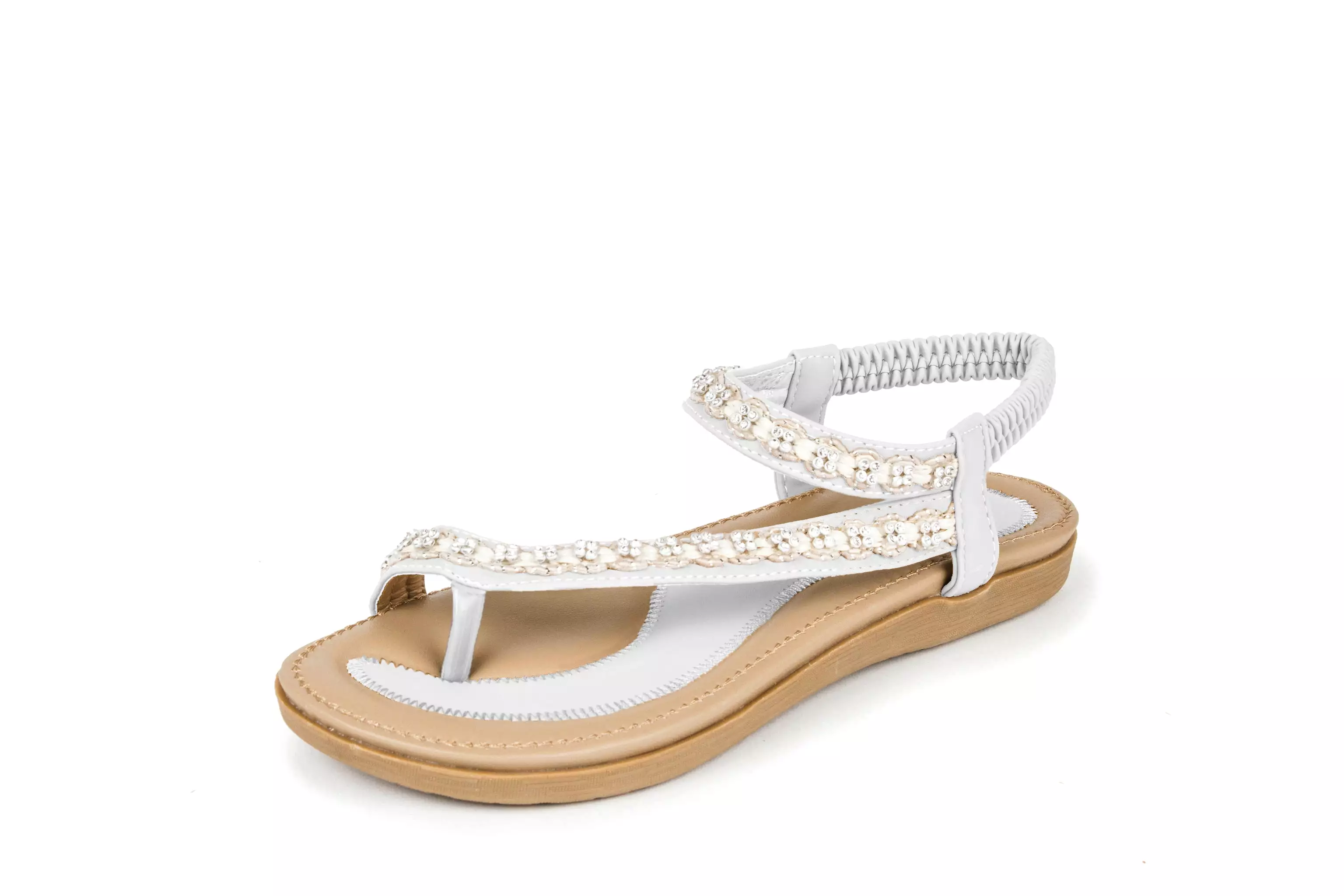 Haute editon Women's Crystal  Bohemian Beaded Comfort Sandals