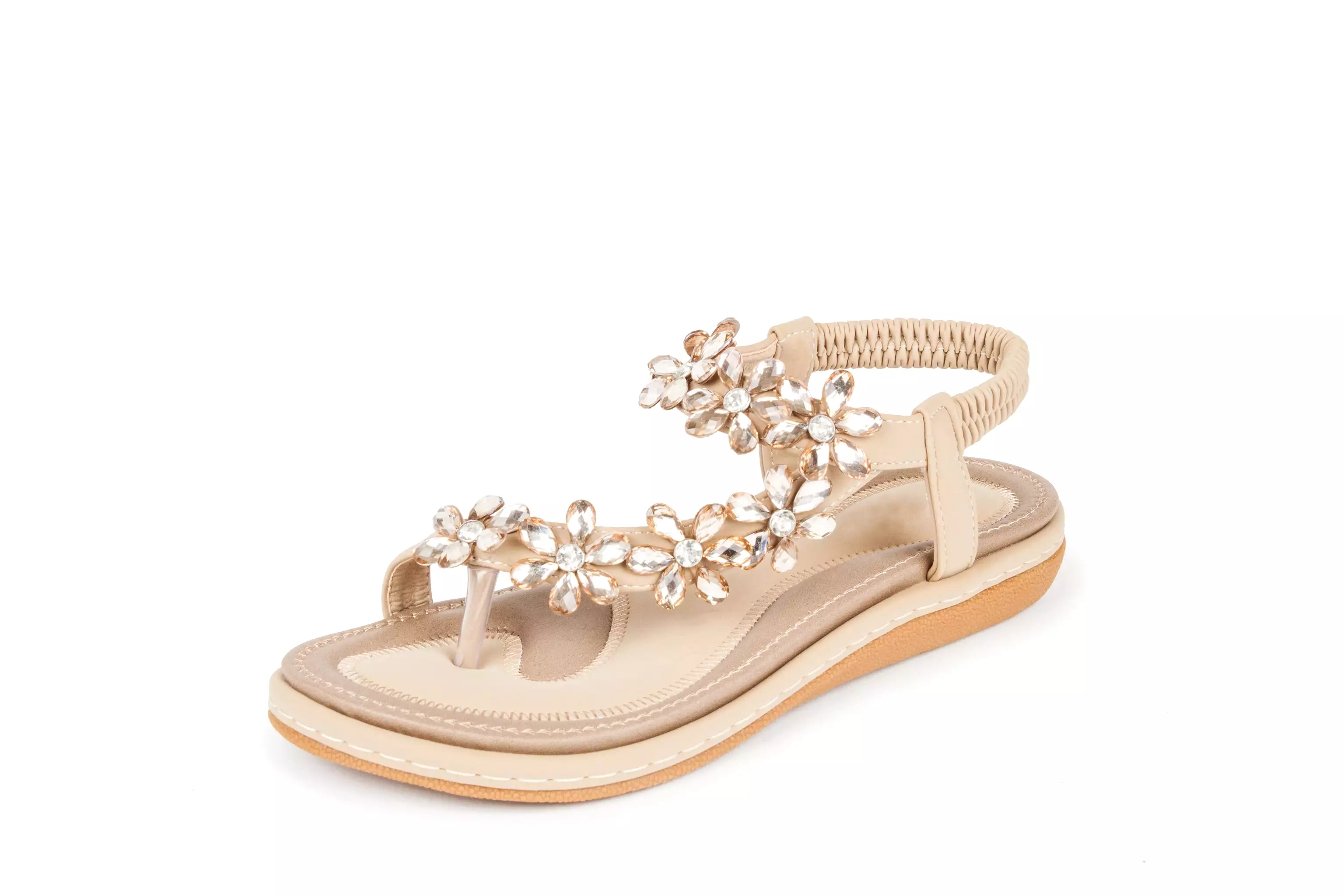 Haute editon Women's Crystal  Bohemian Beaded Comfort Sandals