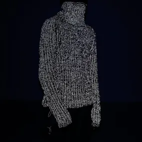 HIGH COLLAR JUMPER IN REFLECTIVE WOOLEN KNIT