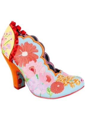 Irregular Choice Wildflower Wander Floral 50's Pumps Orange/Blue