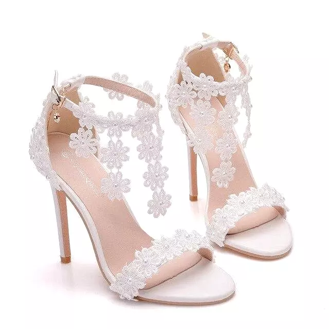 Lace Ankle Strap Sandals, Bridal Wedding Shoes