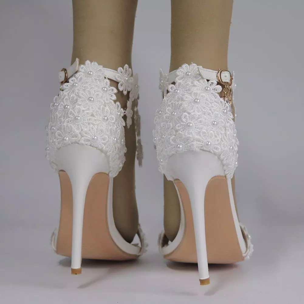 Lace Ankle Strap Sandals, Bridal Wedding Shoes