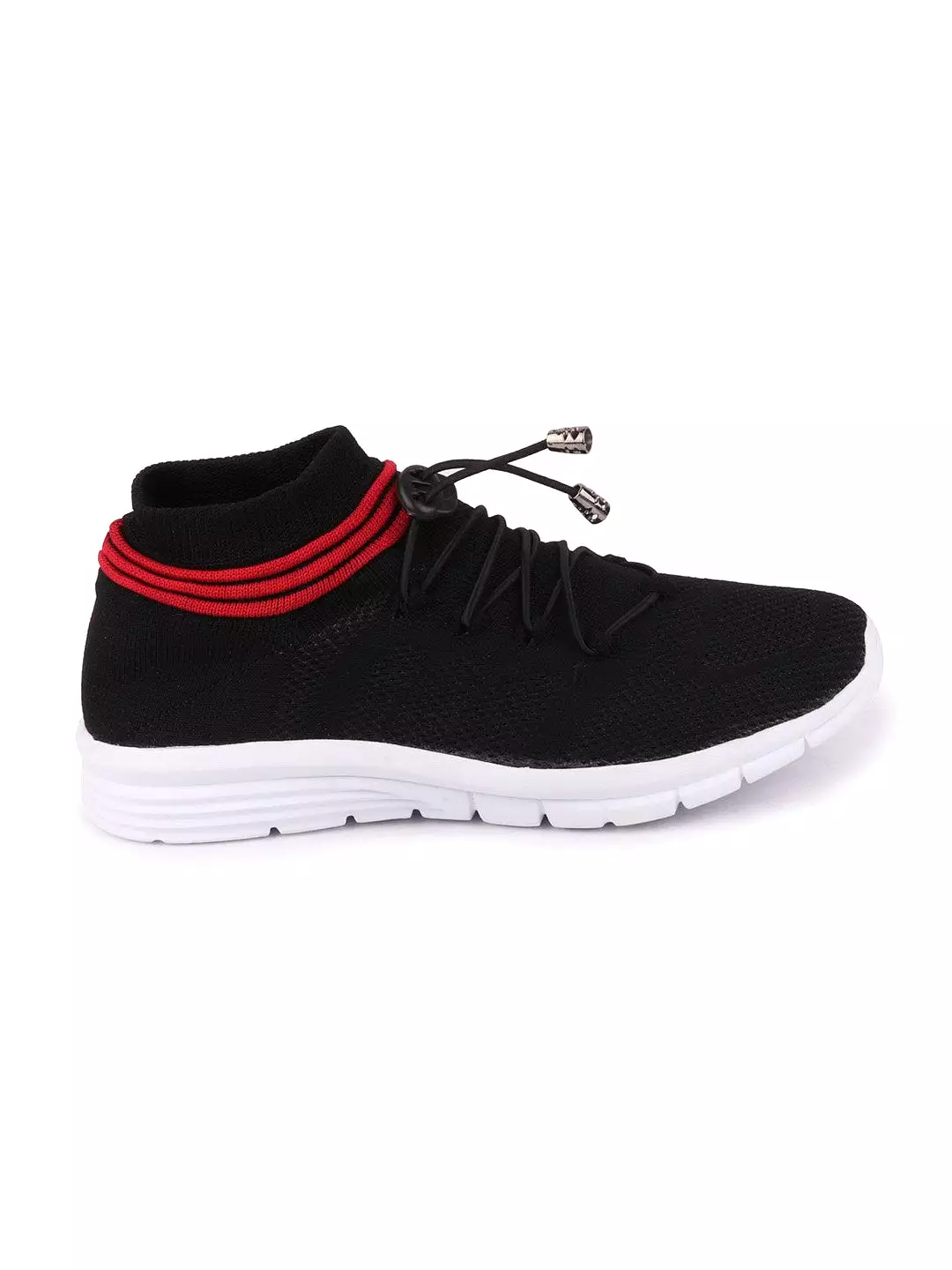 Men Black Sports Lace-Up Outdoor Running Shoes