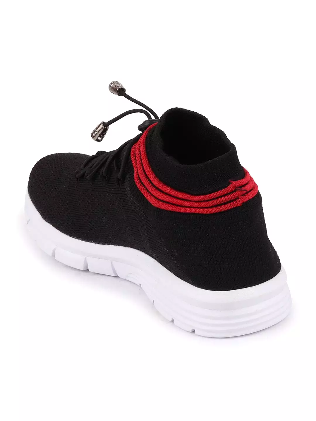 Men Black Sports Lace-Up Outdoor Running Shoes