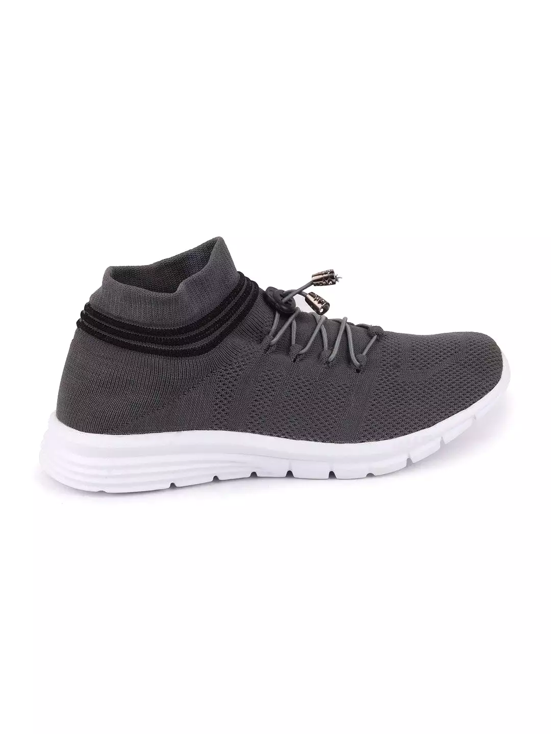 Men Dark Grey Sports Lace-Up Outdoor Running Shoes