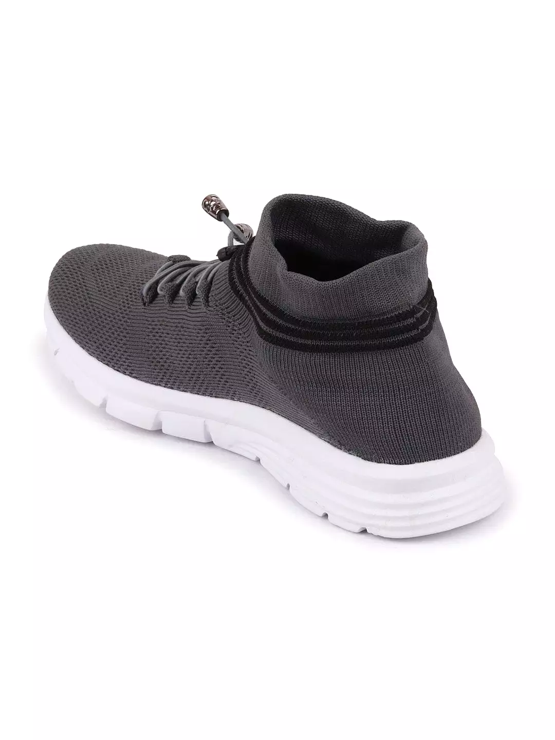 Men Dark Grey Sports Lace-Up Outdoor Running Shoes