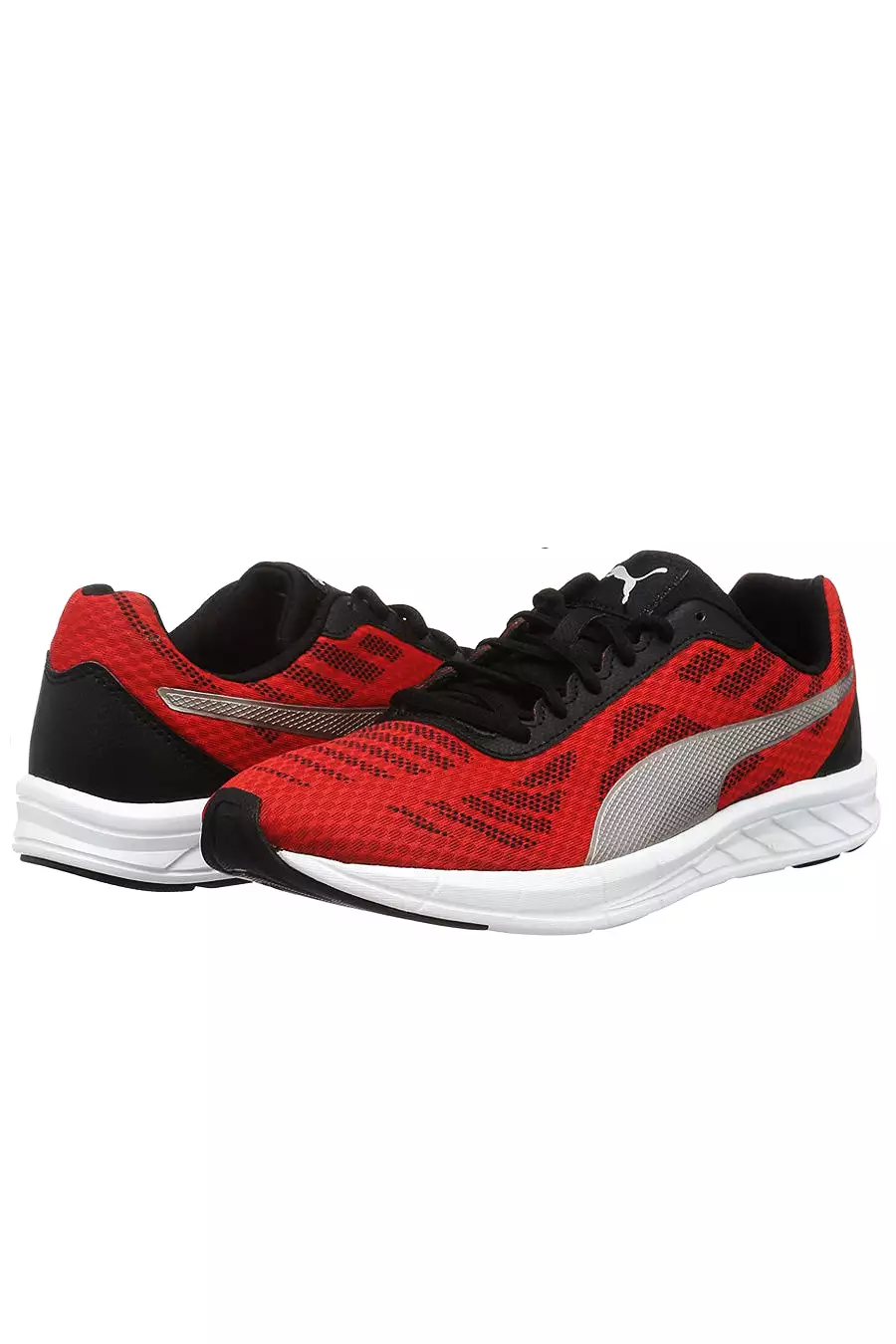 Mens Puma Meteor Red/Silver/White Textile Lightweight Trainers Shoes