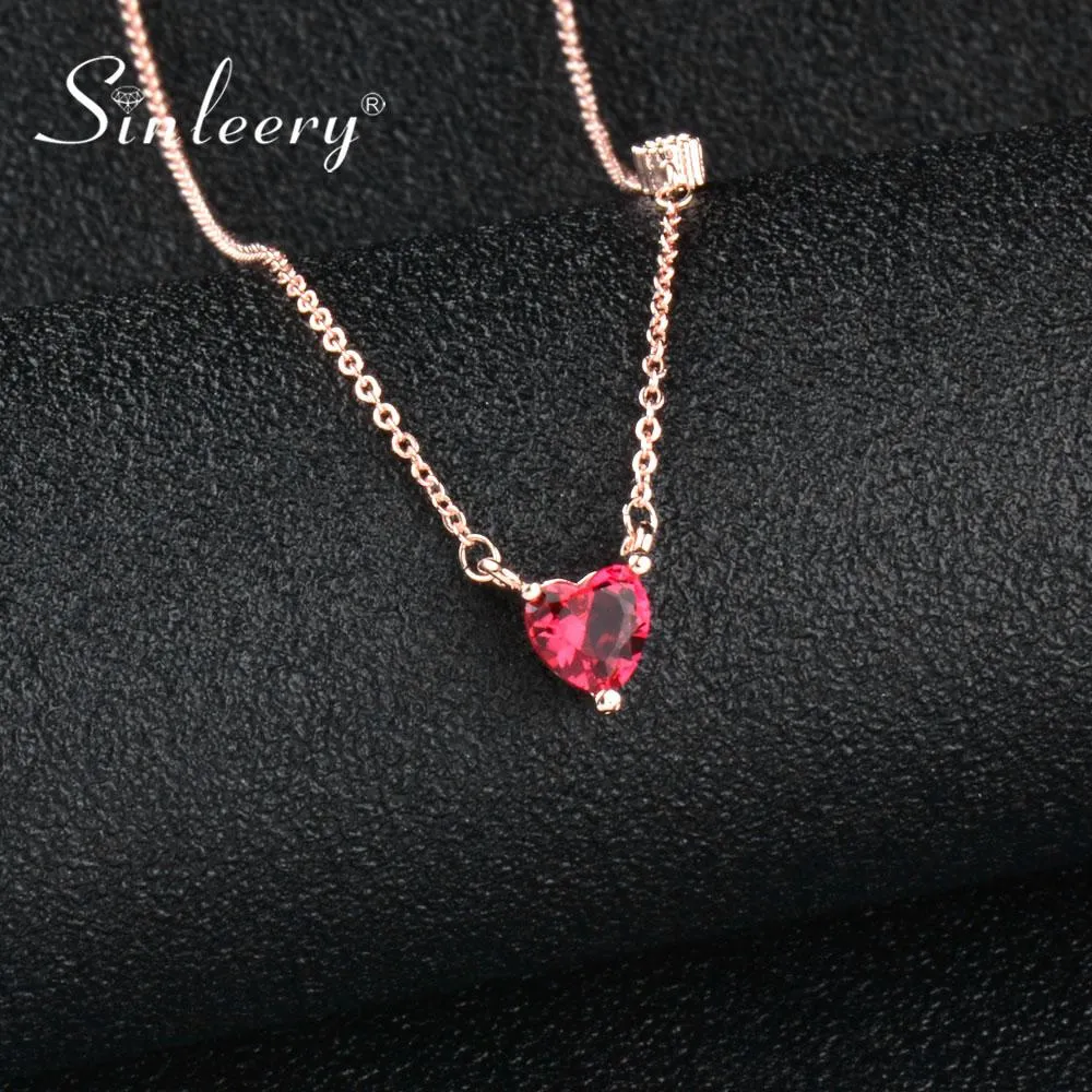 New Small Red Crystal Love Heart Necklace Pendants