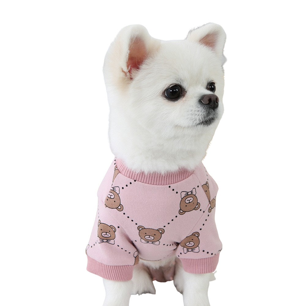 R logo Cute Bear Patterned Dogs Clothes Casual Comfortable Clothing Korean Designers Apparel Outfits Pets Knit Banding