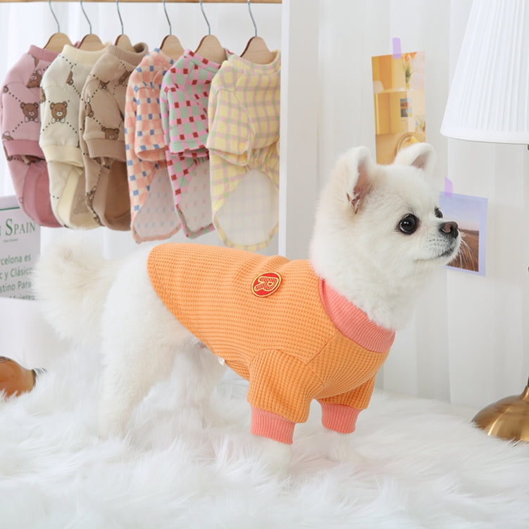 R logo Dogs Clothes Waffle patterned Casual Cute Comfortable Clothing Korean Designers Apparel Outfits Bright Colours Pets