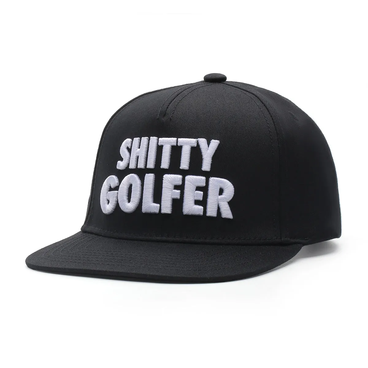 Shitty Golfer Black SnapBack Golf Hat - Flat Brim