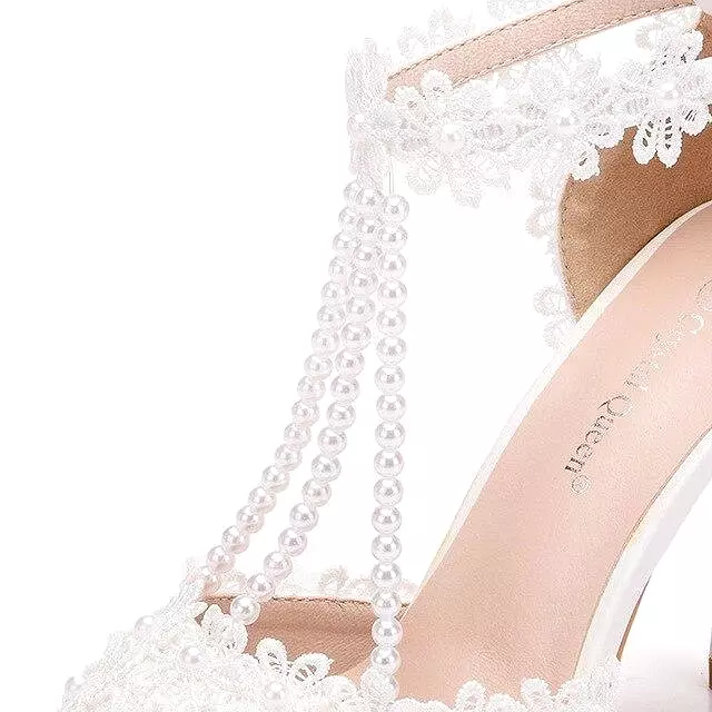 String Bead Lace Wedding Shoes