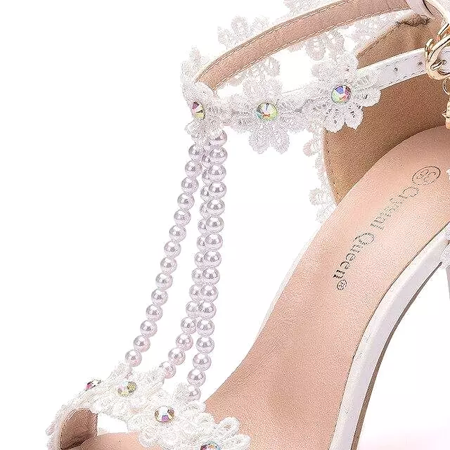 String Bead Lace Wedding Shoes