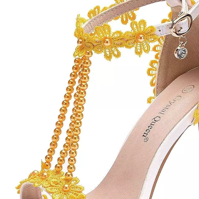 String Bead Lace Wedding Shoes