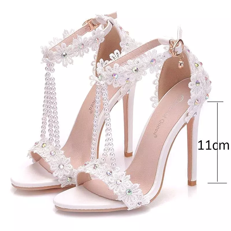 String Bead Lace Wedding Shoes