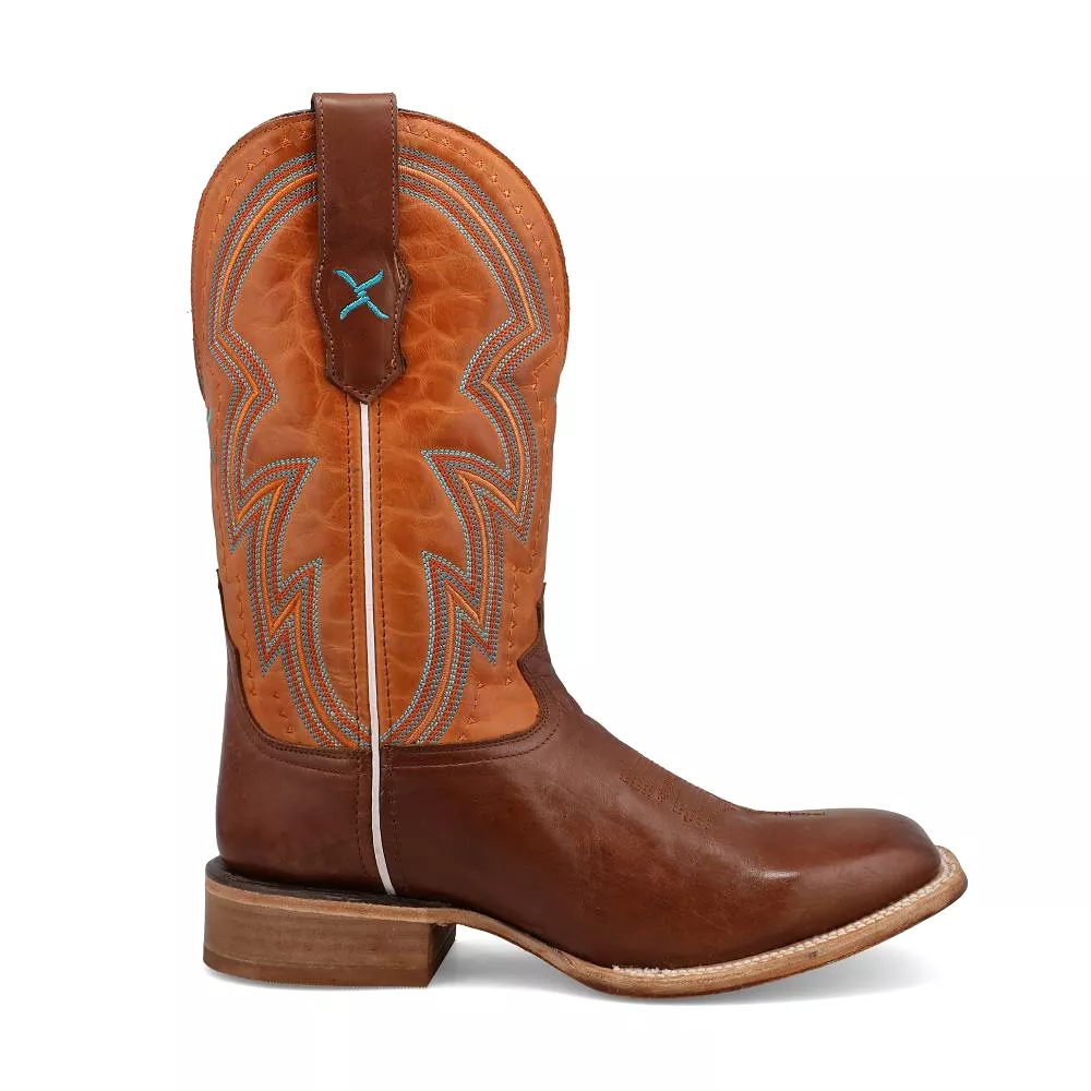 'Twisted X' Men's 12 Rancher Western Square Toe - Brunette & Pumpkin