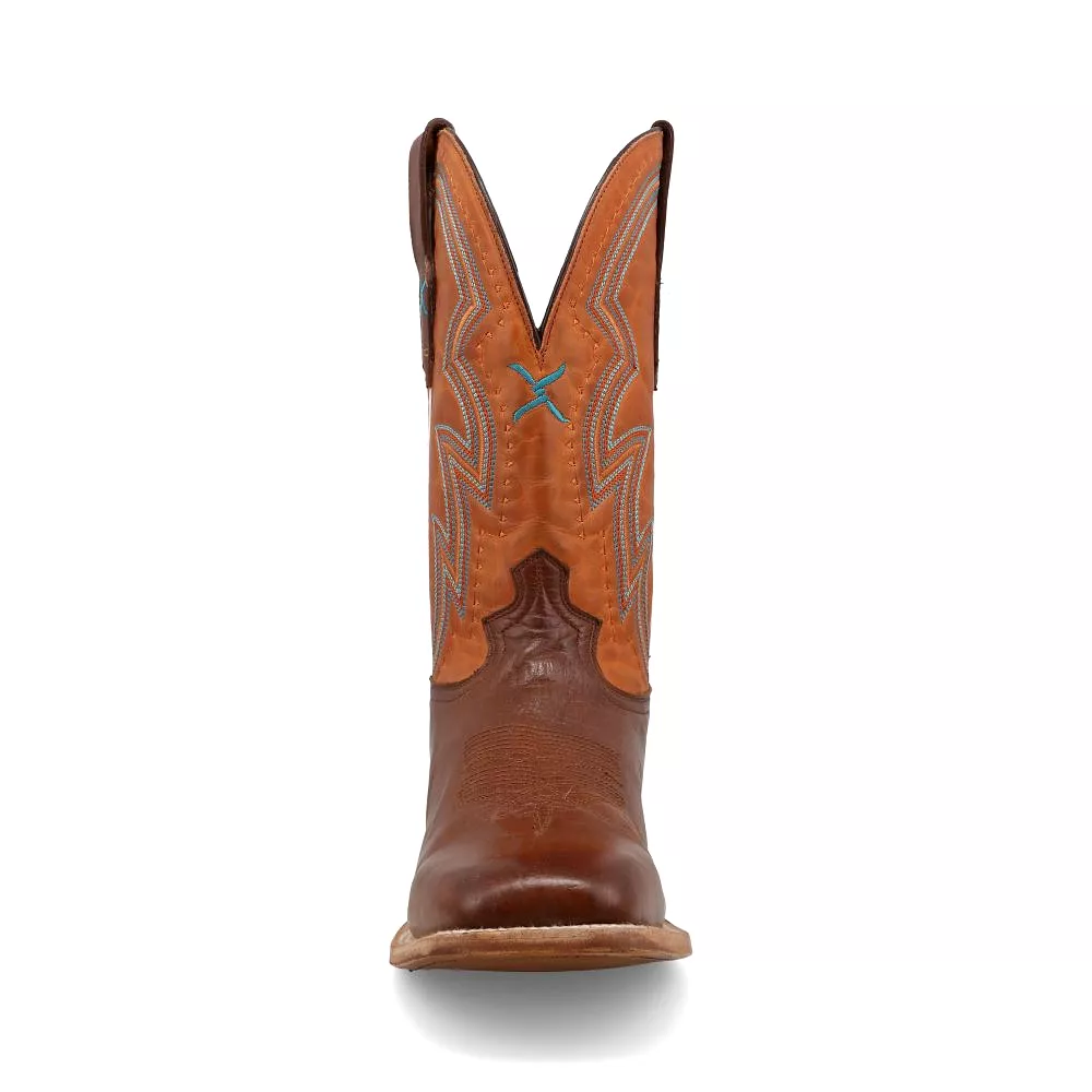 'Twisted X' Men's 12 Rancher Western Square Toe - Brunette & Pumpkin