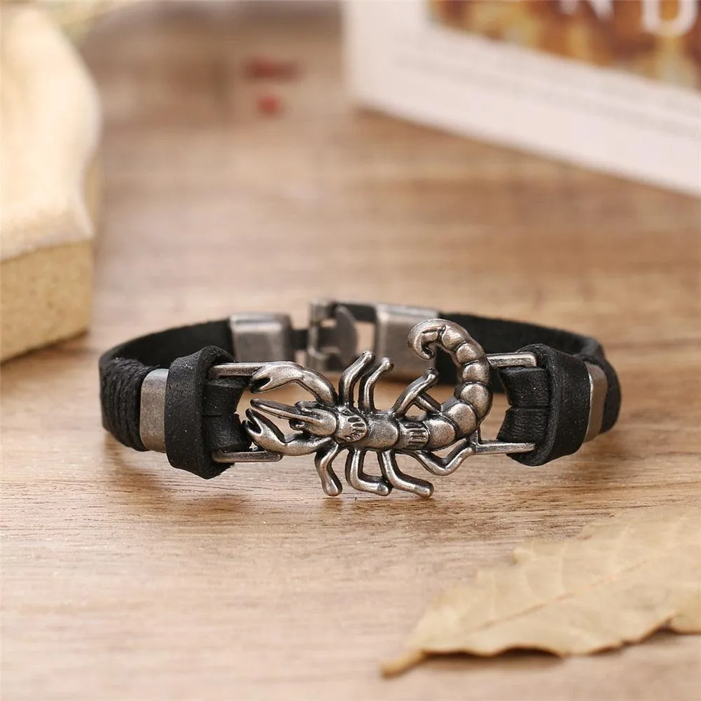 Weave Leather Scorpion Bracelet