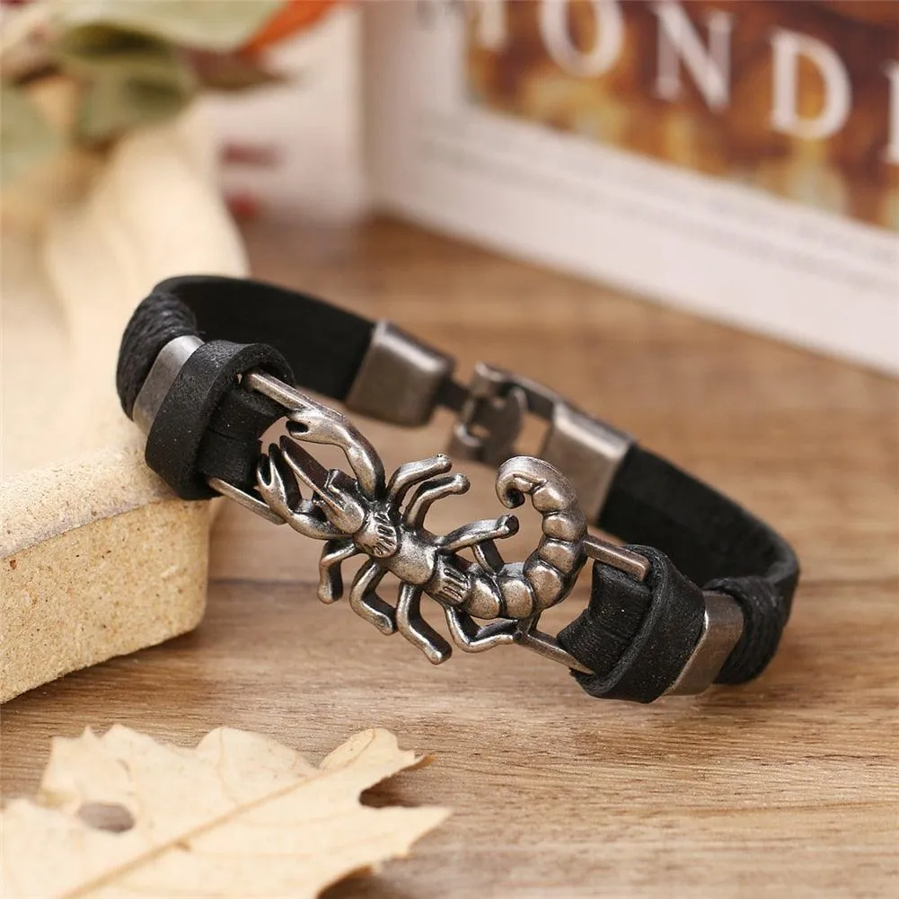 Weave Leather Scorpion Bracelet