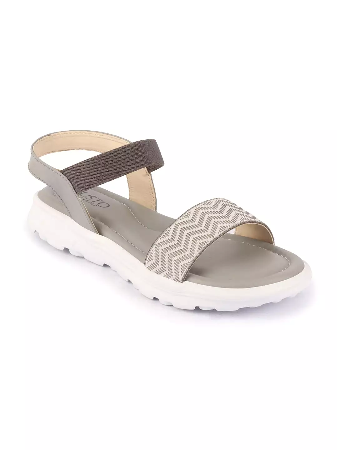 Women Grey Open Toe Fashion Stylish Day Long Comfort Slip On Wedges Sandals