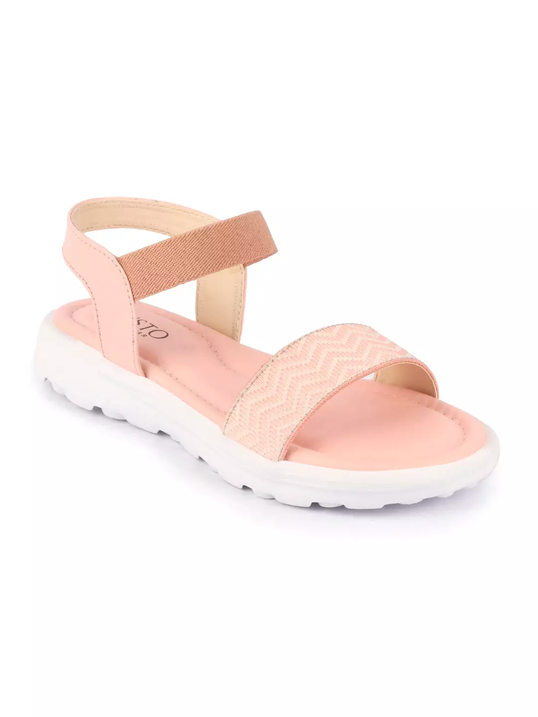 Women Pink Open Toe Fashion Stylish Day Long Comfort Slip On Wedges Sandals