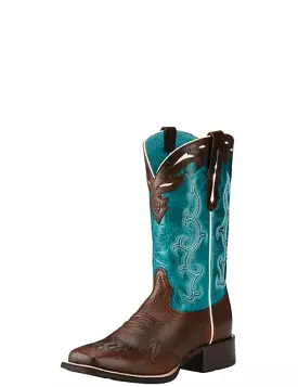 Women's Ariat Sidekick Western Boots Chocolate Chip and Turquoise