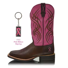 Women's Twisted X Pink Ribbon Ruff Stock Western Boots