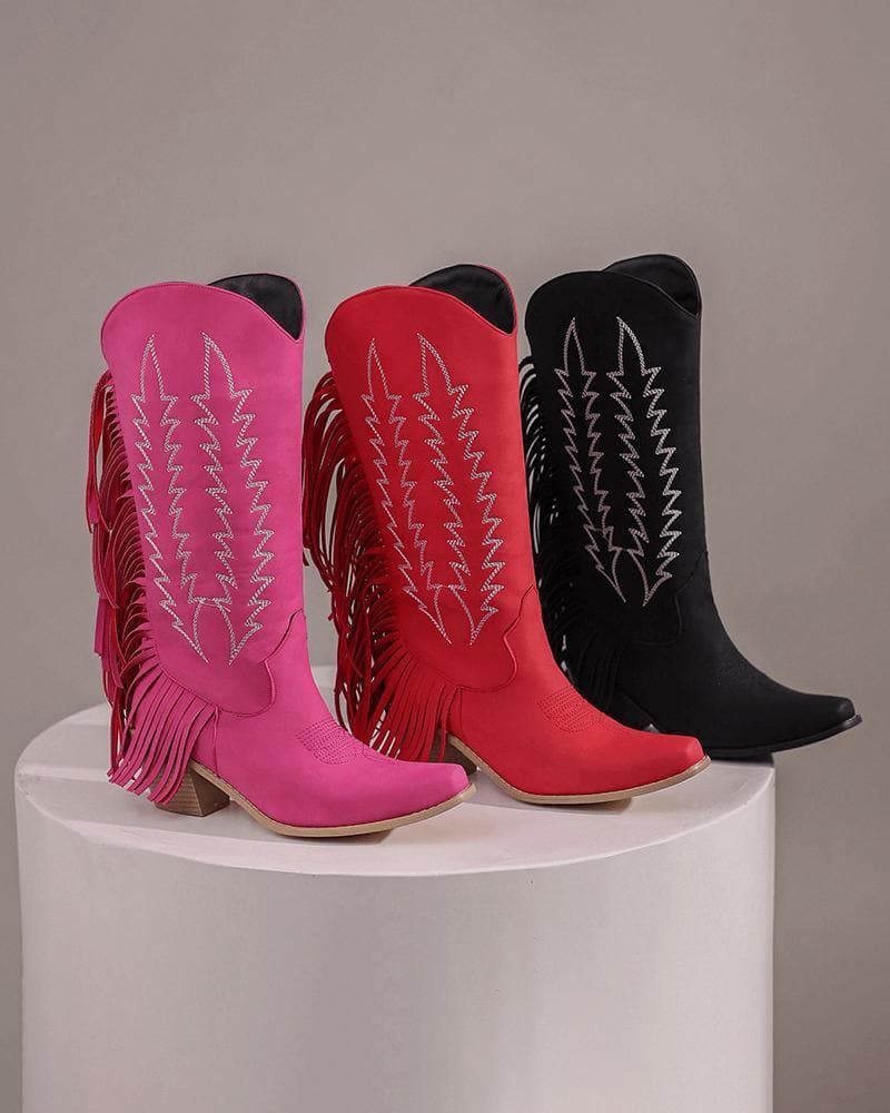 Women's Web celebrity style Embroidery Tassel Boots