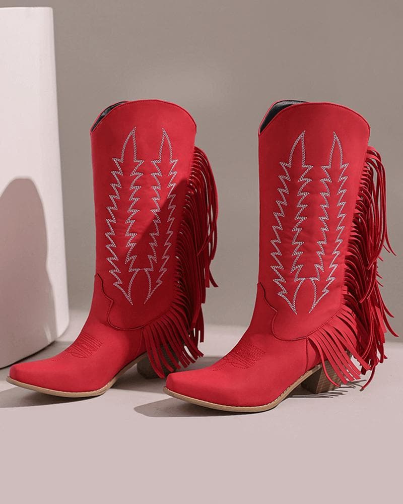 Women's Web celebrity style Embroidery Tassel Boots